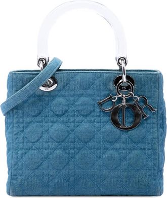Dior Pre-owned Dior Medium Denim Cannage Acrylic Handles Lady Dior Ladies 4BXXBS1VQ83HUO18