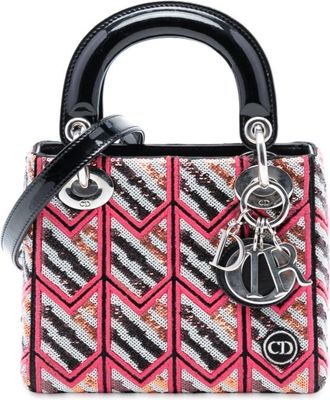 Dior Pre-owned Dior Mini Patent Sequined Lady Dior 04-MA-0165