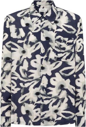 Laneus Overhemden, Heren, Blauw, L, Floral Print Shirt
