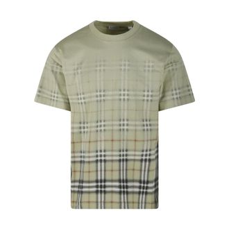 Burberry T-Shirts, male, Green, Size: L Ryan Check T-Shirt