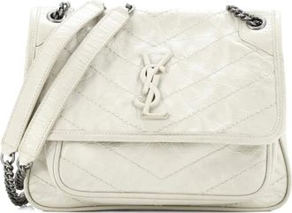Saint Laurent Niki Chain Flap Bag Matelasse Chevron Leather Baby shoulder bag - Beige
