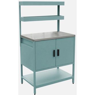 Sweeek Cocina Exterior De Acero Con 2 Estanter&iacute;as Colgantes Y 2 Puertas, L80cm