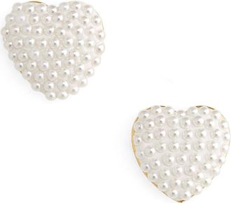 Lele Sadoughi Heart Button Stud Earrings in Ivory Pearl at Nordstrom
