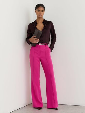 Reiss Bright Pink Petite Seam-detail Flared Trousers, 10