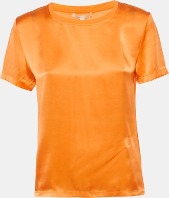 Maje Orange Logo Embroidered Silk T-Shirt