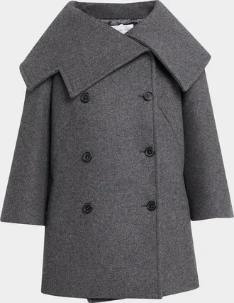 Michael Kors Portrait Wool Double-Breasted Peacoat