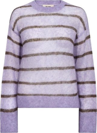 Mos Mosh Orisa Stripe Knit - Dames - Ronde hals truien - Paars - S - Denim - Truien & Vesten