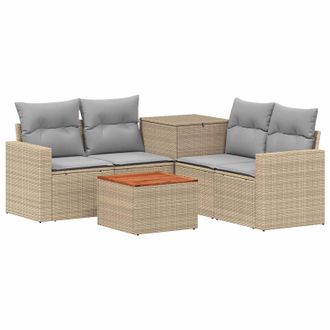 vidaXL Set Di Divani 6 Pz Beige E Grigio Chiaro Vidaxl