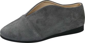 Generic Womens Flat Shoes Comfortable Pumps Shoes Pointed Toe Solid Color Lightweight Classic Breathable Slip On Casual Shoe Work Holiday Gray