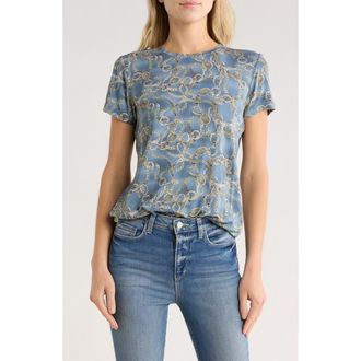 L'agence Ressi Chain Print Short Sleeve Top in Silver Blue/Slv Good Luck Chn at Nordstrom Rack, Size Xx-Small