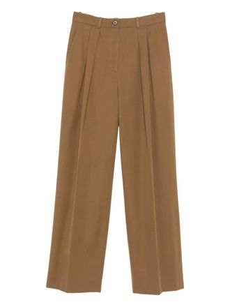 The Row Igor button pleated trousers - women - Cotton/Cashmere/Polyester/Cotton - 10 - Brown