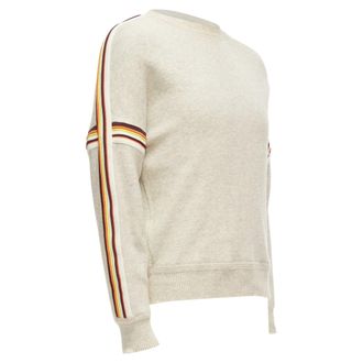 Isabel Marant Nelson grey melange cotton striped trim sweatshirt S