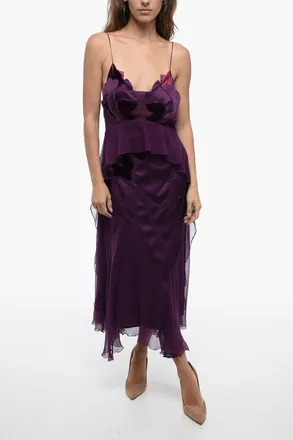Alberta Ferretti Slepping-Dress in Chiffon con Motivo Applicato Alberta Ferretti