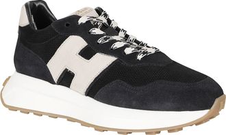Hogan H641 Leather Fabric Contrast Logo Sneakers