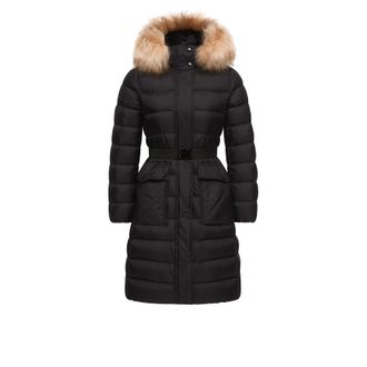 Moncler Moncler Khloesse Shearling-trimmed Hooded Long Down Jacket, Women, Black, Size: 00