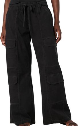 Hudson Womens Drawstring Parachute Wide Leg Cargo Pant In Black