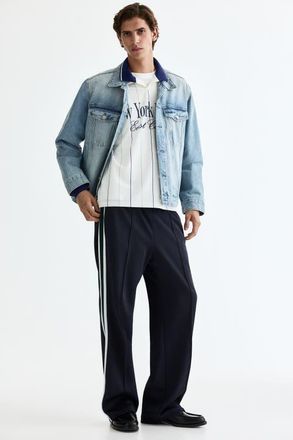 H&M Relaxed Fit Track Pants in Navy Blue/stripes at Nordstrom, Size Xx-Large