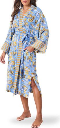 Printfresh Satin Robe in Cerulean Splash at Nordstrom, Size Xx-Small/x-Small