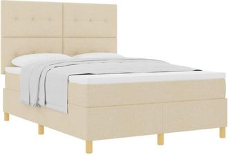 vidaXL Box Spring Bed with Mattress Cream 160 x 200 cm Fabric vidaXL