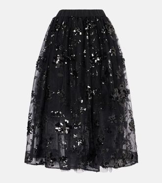 Simone Rocha Sequined tulle midi skirt