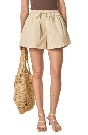 English Factory Pull-On Flare Cotton Shorts in Beige at Nordstrom, Size X-Small