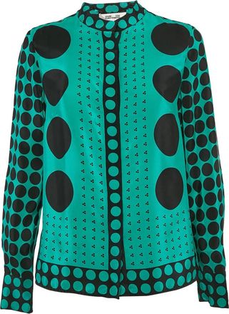 Diane Von Fürstenberg polka dot silk shirt - Green