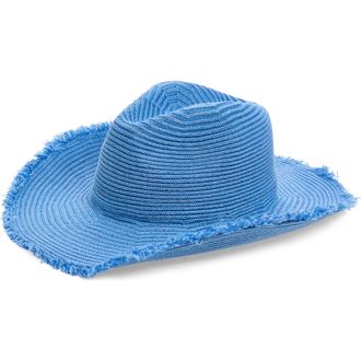 Melrose and Market Fringe Woven Cowboy Hat in Blue Beyond at Nordstrom Rack