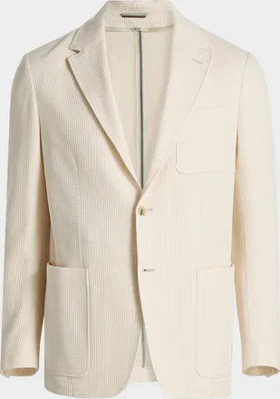 Canali Men & apos;s Waffle-Knit Cotton Jersey Jacket