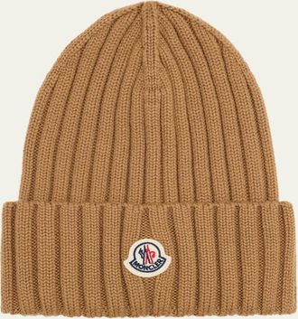 Moncler Logo Ribbed Wool Beanie