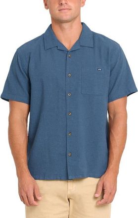 Billabong Victoria Vacay Linen Blend Camp Shirt in China Blue at Nordstrom, Size X-Large