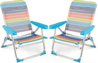 Costway 2 Pack Beach Chair for Adults Foldable 4 Position Reclining Picnic Chair