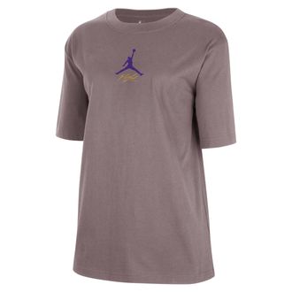 Nike Womens Los Angeles Lakers Courtside Statement Edition Jordan NBA T-Shirt in Pink | HQ0709-204