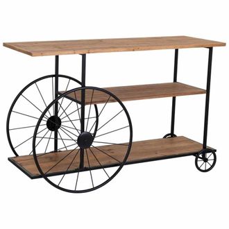 Wanderlust Deco Recibidor de madera y metal lacado con 2 baldas 120x42x78h cm - negro