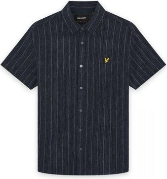 Lyle & Scott Overhemden, Heren, Blauw, M, Short Sleeve Shirt