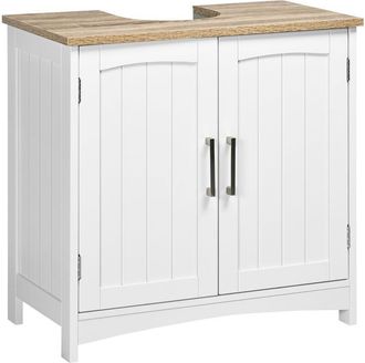 Kleankin Mueble Para Debajo Del Lavabo Armario De Suelo Para Ba&ntilde;o De Madera Con 2 Puertas Y Estante Interior Ajustable Estilo Moderno 60x30x60 Cm - Kleankin
