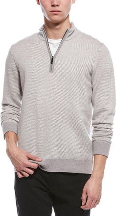 Raffi Diagonal Stripe 1/4-Zip Cashmere Mock Neck Sweater