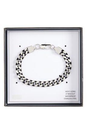 Nordstrom Rack Mens Edge Two-Tone Curb Chain Bracelet in Black- Stainless at Nordstrom Rack