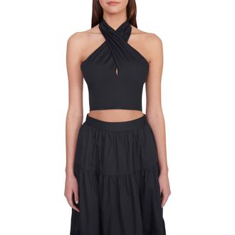 Staud Kai Crop Halter Top in Black at Nordstrom Rack, Size Medium