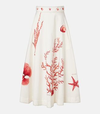 Agua Bendita Gonna lunga Tangelo in cotone con stampa