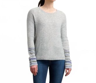 Hatley Jacquard Cuff Sweater In Grey Melange