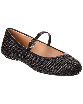 Gianvito Rossi Carla Straw & Leather Flat