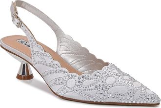 Lady Couture Scallop Top Line Slingback Pump in Silver at Nordstrom, Size 11