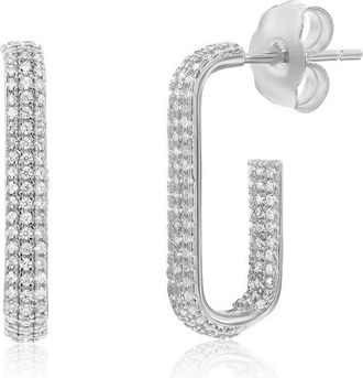 Suzy Levian Suzy Levian Silver Cz Hoop Earrings