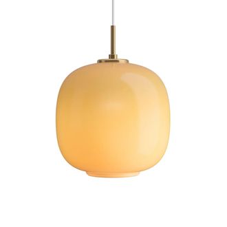 Louis Poulsen VL45 Radiohus Pendelleuchte, &Oslash; 25 cm, Messing / glossy amber