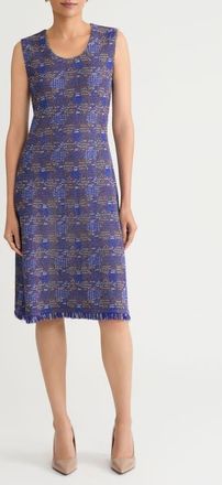 Ming Wang Tweed Sheath Dress in Sapphire Sea/Drk Umbr/Ivy at Nordstrom, Size X-Large