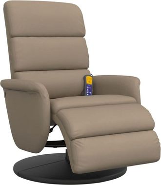 vidaXL Sill&oacute;n Reclinable Masaje Reposapi&eacute;s Cuero Sint&eacute;tico Capuchino Vidaxl