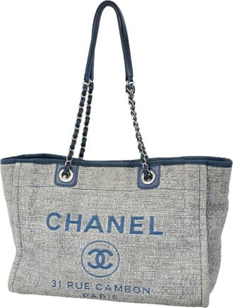 Chanel Navy Tweed Tote Bag (Pre-Owned)