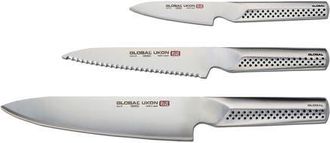 Global UKON 3 Piece Knife Set, 3.5 Paring, 6 Serrated Utility, 8 Chefs in Silver at Nordstrom
