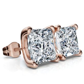 Pompeii3 Certified 4Ct Princess Cut Martini Studs 14k Gold Lab Grown