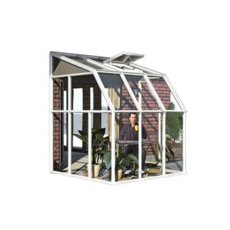 Palram Lean To Greenhouse Sun Room Clear 6 x 6 - L200 x W200.5 x H247 cm in White